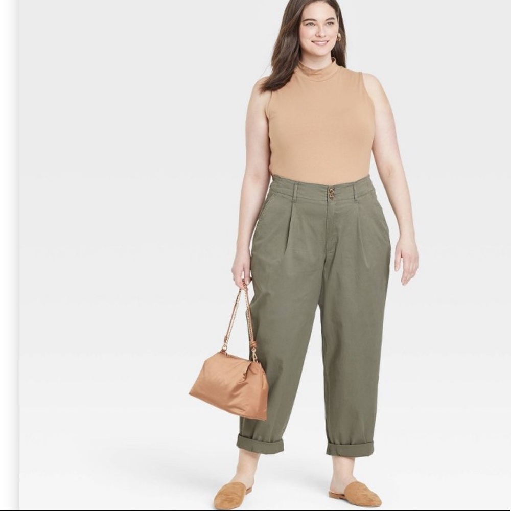 Nwt A new day high rise pleat front tapered chino pants